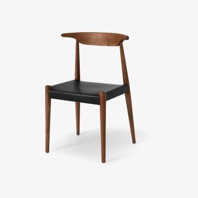 Made.com Klenno Dining Chair, Black Leather & Dark Stain Finish