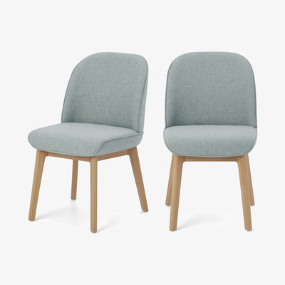 Made.com Erdee Set of 2 Dining Chairs, Grey Blue Weave
