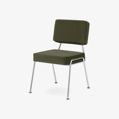 Made.com Knox Dining Chair, Pistachio Green Velvet with Chrome Legs