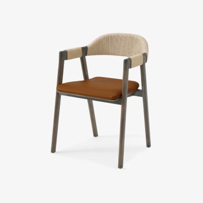 Made.com Nishan Dining Chair, Tan Faux Leather & Dark Stain