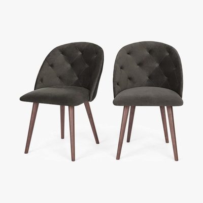 Made.com Clarris - Set of 2 Clarris Dining Chairs, Otter Grey Velvet