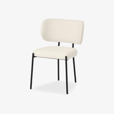 Made.com Asare Dining Chair, White Boucle with Black Legs