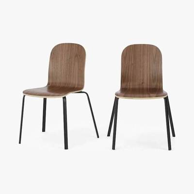 Made.com Universal - Set of 2 Universal Dining Chairs, Walnut and Black