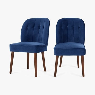 Made.com Margot - Set of 2 Margot Dining Chairs, Electric Blue Velvet