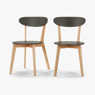 Made.com Fjord - Set of 2 Fjord Dining Chairs, Oak and Grey