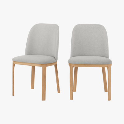 Made.com Set of 2 Nuno Dining Chairs, Oak and Hail Grey