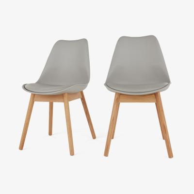 Made.com Set of 2 Thelma Dining Chairs, Oak and Grey