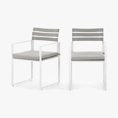 Made.com Catania - Catania set of 2 Garden Dining Chairs, White And Polywood