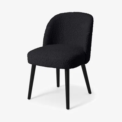 Made.com Swinton Dining Chair, Black Faux Sheepskin with Black Legs