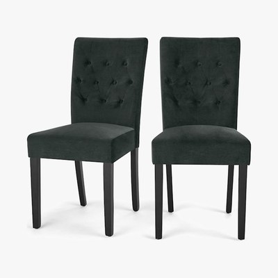 Made.com Flynn - Set of 2 Flynn Dining Chairs, Midnight Grey Velvet