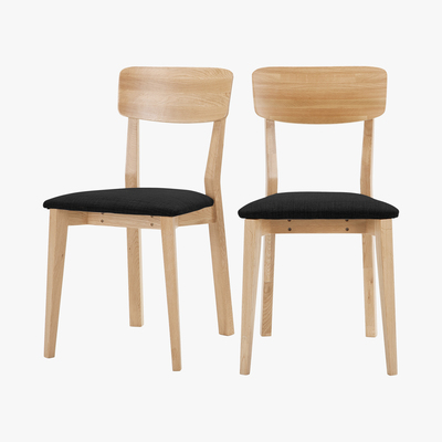 Made.com Set of 2 Jenson Dining Chairs, Oak and Dark Grey