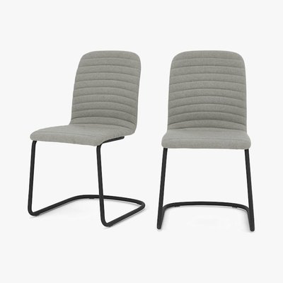 Made.com Cata - Set of 2 Cata Cantilever Dining Chairs, Quilted Marl Grey