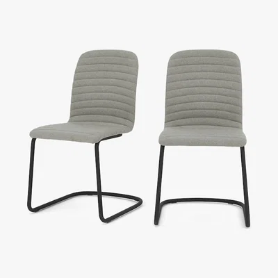 Made.com Cata - Set of 2 Cata Cantilever Dining Chairs, Quilted Marl Grey