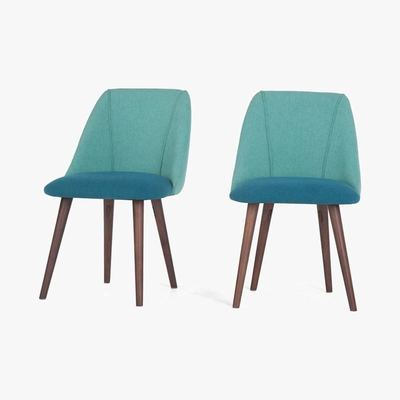 Made.com Lule - Set of 2 Lule Dining Chairs. Mineral Blue and Emerald Green