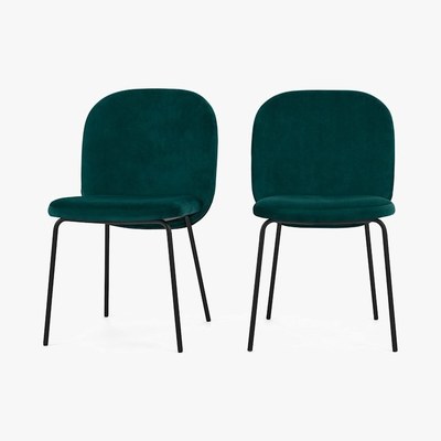 Made.com Safia - Set of 2 Safia Dining Chairs, Seafoam Blue velvet
