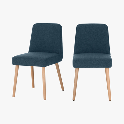 Made.com MADE Essentials Adams Set of 2 Dining Chairs, Orleans Blue