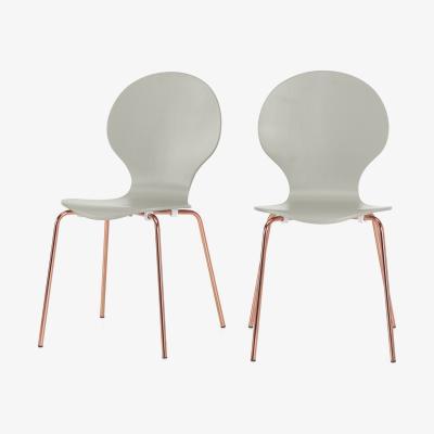 Made.com Set of 2 Kitsch Dining Chairs, Willow Grey and Copper Legs 