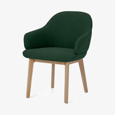Made.com Erdee Carver Dining Chair, Forest Green Weave