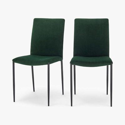 Made.com Braga - Set of 2 Braga Dining Chairs, Pine Green Velvet