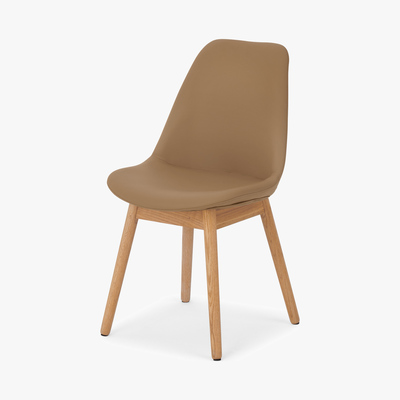 Made.com Thelma Dining chair, Tan PU and Oak