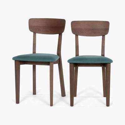Made.com Jenson - Set of 2 Jenson Dining chairs, Dark Stain Oak and Mineral Blue