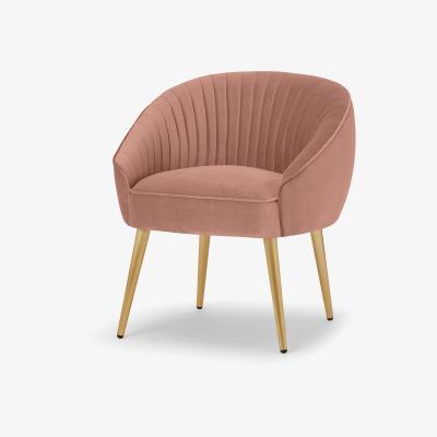 Made.com Avei Dining Chair, Blossom Pink Velvet with Brass Legs