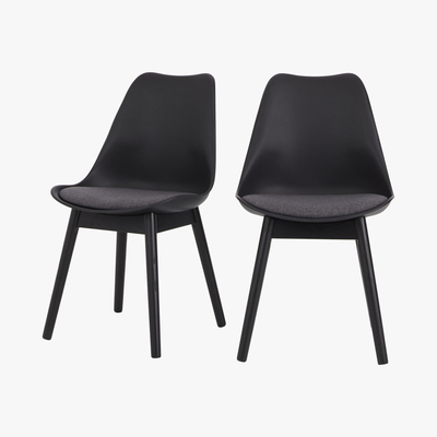 Made.com Set of 2 Thelma dining chairs, Black and grey fabric