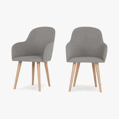 Made.com Stig - Set of 2 Stig High Back Carver Dining Chairs, Manhattan Grey and Oak