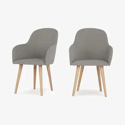 Made.com Stig - Set of 2 Stig High Back Carver Dining Chairs, Manhattan Grey and Oak