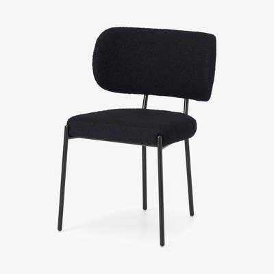 Made.com Asare Dining Chair, Black Boucle with Black Leg