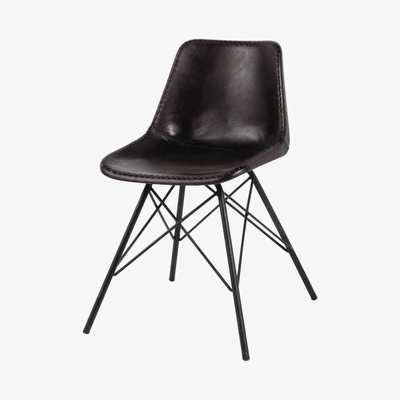 Maisons du Monde AUSTERLITZ - Leather and metal industrial chair in black