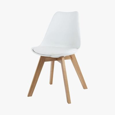 Maisons du Monde ICE - White Scandinavian Chair with Solid Oak