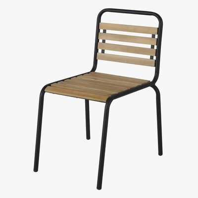 Maisons du Monde Professional Cut Out Acacia and Black Metal Chairs (x2)