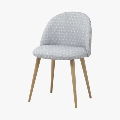 Maisons du Monde MAURICETTE - Grey Star Patterned Vintage Chair with Birch Legs