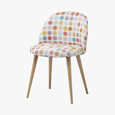 Maisons du Monde MAURICETTE - Polka Dot Patterned Vintage Chair and Solid Birch