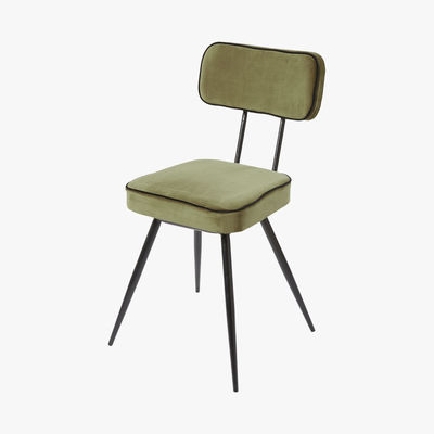 Maisons du Monde CLAPPER - Khaki Green Velvet and Black Metal Chair