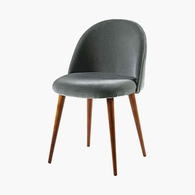 Maisons du Monde MAURICETTE - Anthracite Grey Velvet and Birch Vintage Armchair