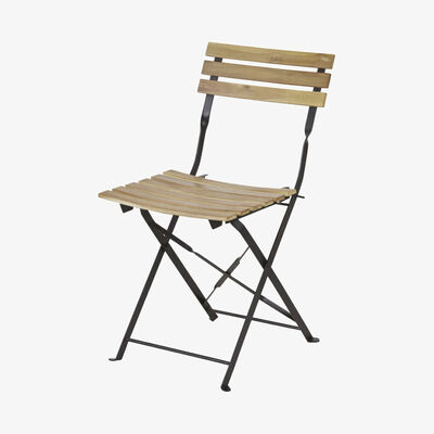 Maisons du Monde Professional Black Metal and Acacia Folding Chairs (x2)