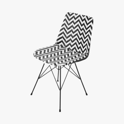Maisons du Monde ZIGZAG - Wicker and metal chair in black / white