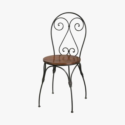 Maisons du Monde LUBÉRON - Solid Sheesham and Wrought Iron Heart-Back Chair
