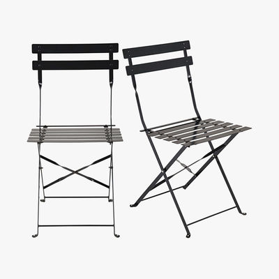 Maisons du Monde GUINGUETTE - 2 folding chairs in satiny black metal