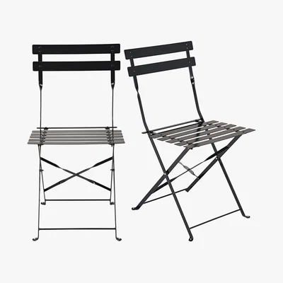 Maisons du Monde GUINGUETTE - 2 folding chairs in satiny black metal