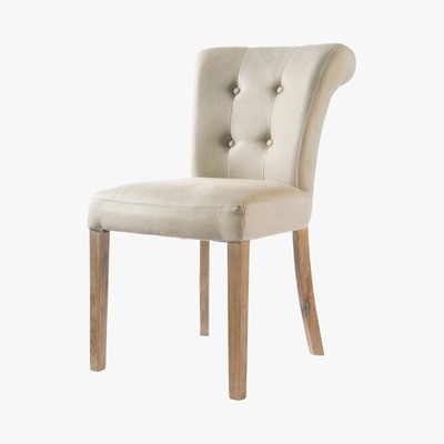 Maisons du Monde BOUDOIR - Linen button chair in ecru