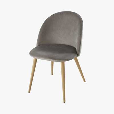 Maisons du Monde Professional grey velvet and oak-imitation metal vintage chairs (x2) Mauricette BUSINESS