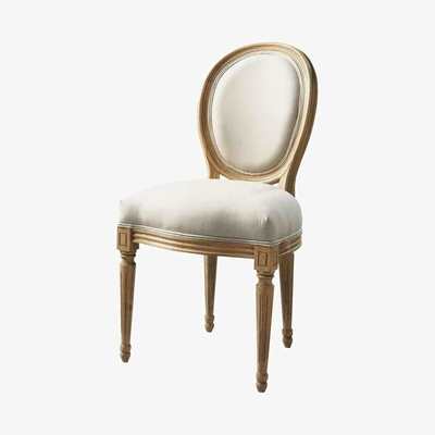 Maisons du Monde LOUIS - Cotton and solid oak medallion chair in ecru