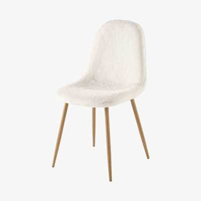 Maisons du Monde CLYDE - White Faux Fur Scandinavian-Style Chair