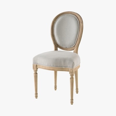 Maisons du Monde LOUIS - Light Grey Washed Linen Medallion Chair