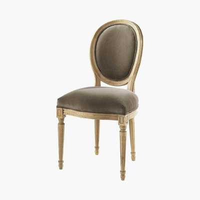 Maisons du Monde LOUIS - Velvet and Solid Oak Medallion Chair in Taupe