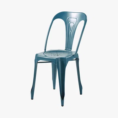 Maisons du Monde MULTIPL'S - Petrol Blue Metal Industrial Chair