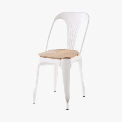 Maisons du Monde MULTIPL'S - Mango Wood and White Metal Chair